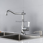Chrome kitchen sink mixer tap swivel spout main view