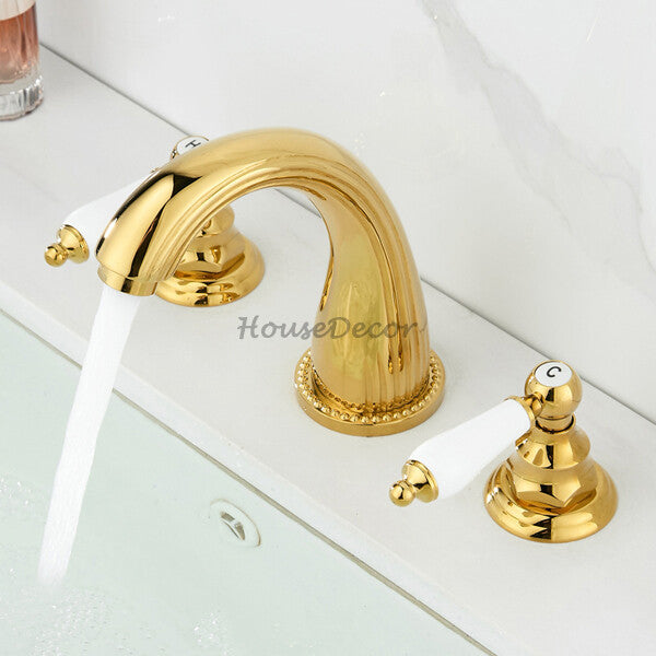 Polished Brass bath shower mixer tap dual handle control additional view