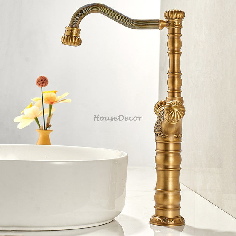 Antique Brass bath shower mixer tap swivel spout detail view