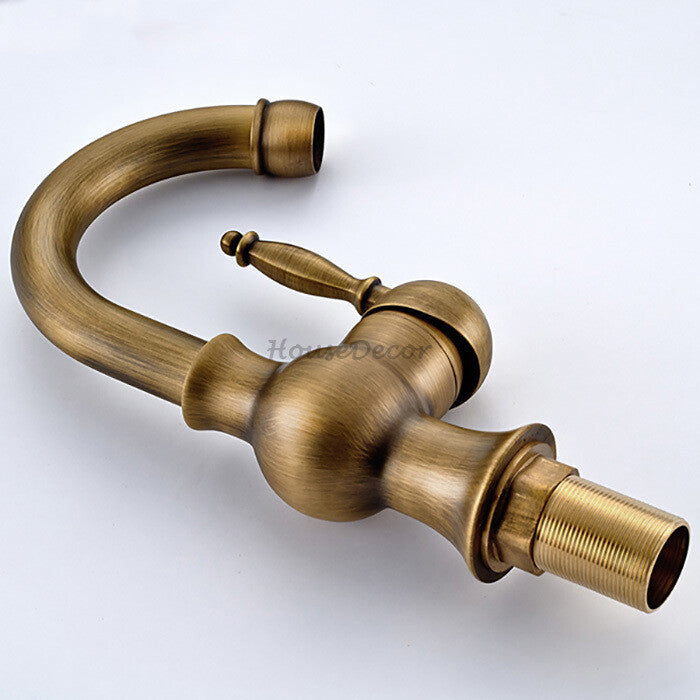 Antique Brass bath shower mixer tap swivel spout detail view