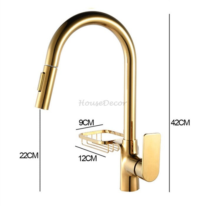 Gold bath shower mixer tap pull out spray additional view