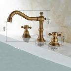 Antique Brass bath shower mixer tap dual handle control detail view