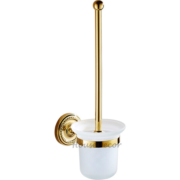 Gold toilet brush holder wall mounted design main view