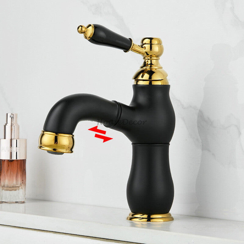 Black bath shower mixer tap pull out spray detail view
