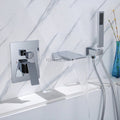 Modern bath shower mixer tap waterfall spout detail view