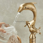 Antique Brass bath shower mixer tap dual handle control additional view