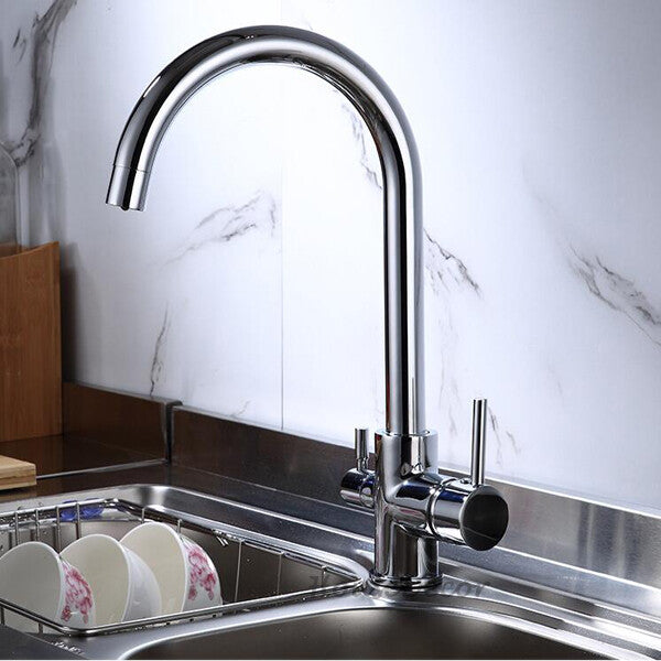 Chrome kitchen sink mixer tap detailed product view detail view