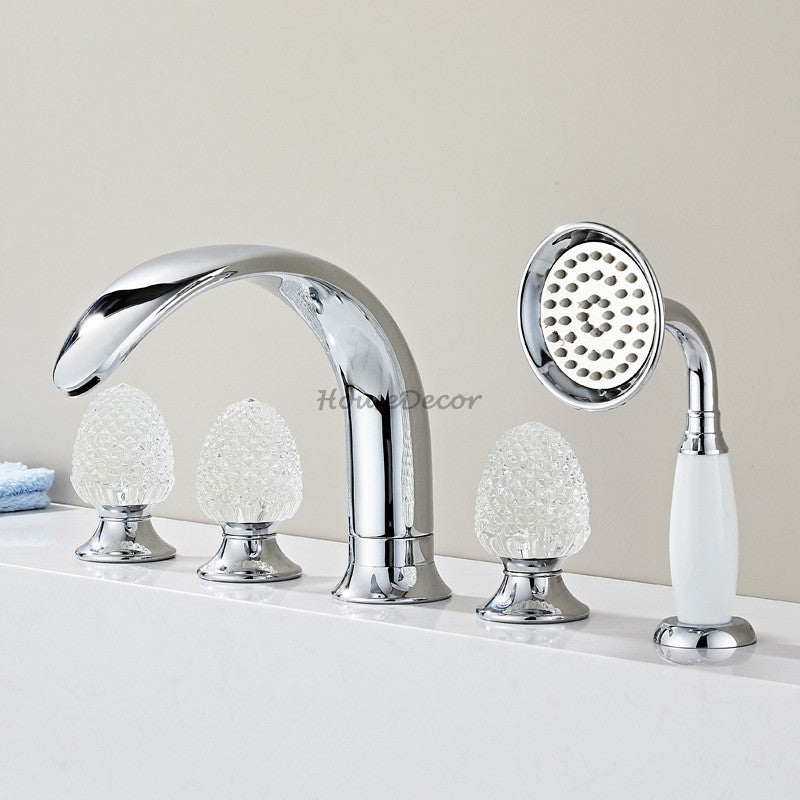 Modern bath shower mixer tap pull out spray detail view