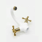 Gold bath shower mixer tap deck mounted design detail view