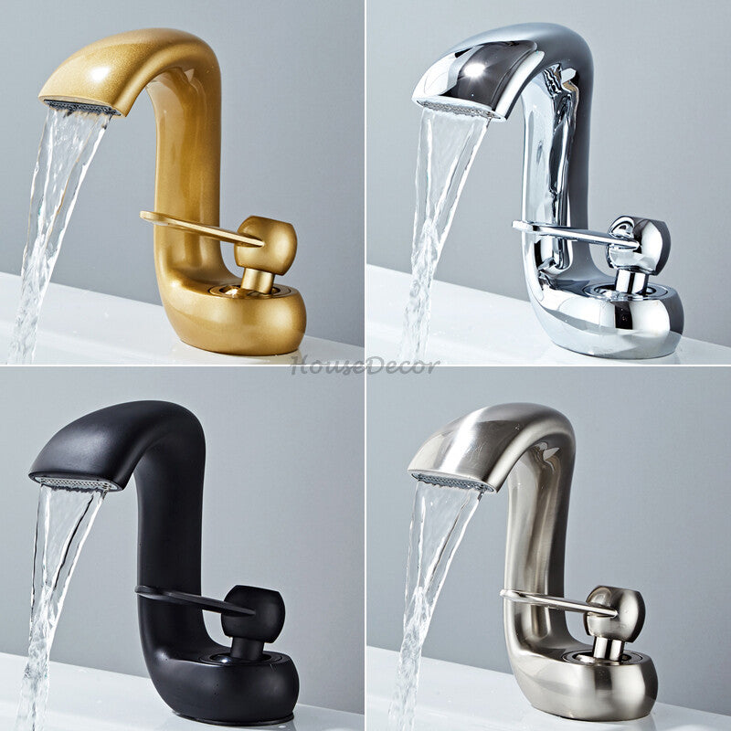 Brass bath shower mixer tap waterfall spout main view