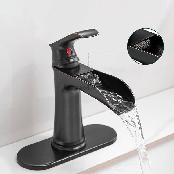 Modern bathroom basin mixer tap waterfall spout additional view