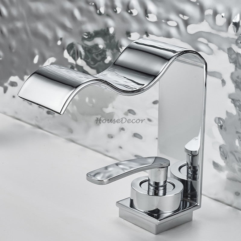 Modern Brass bath shower mixer tap waterfall spout additional view