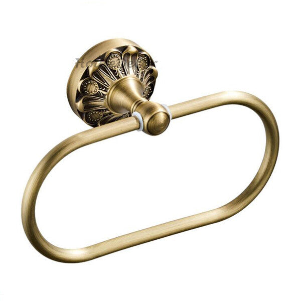 Antique Brass towel ring wall mounted design main view