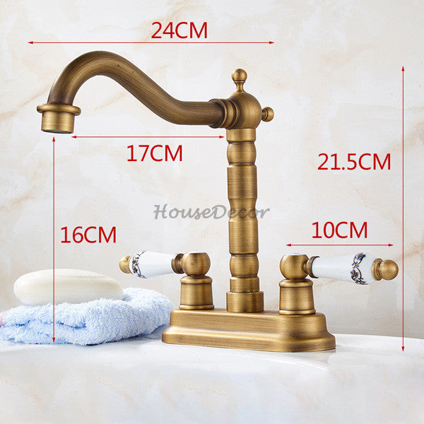 Antique Brass kitchen sink mixer tap swivel spout additional view