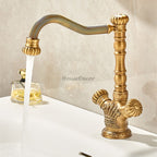 Antique Brass bath shower mixer tap swivel spout detail view