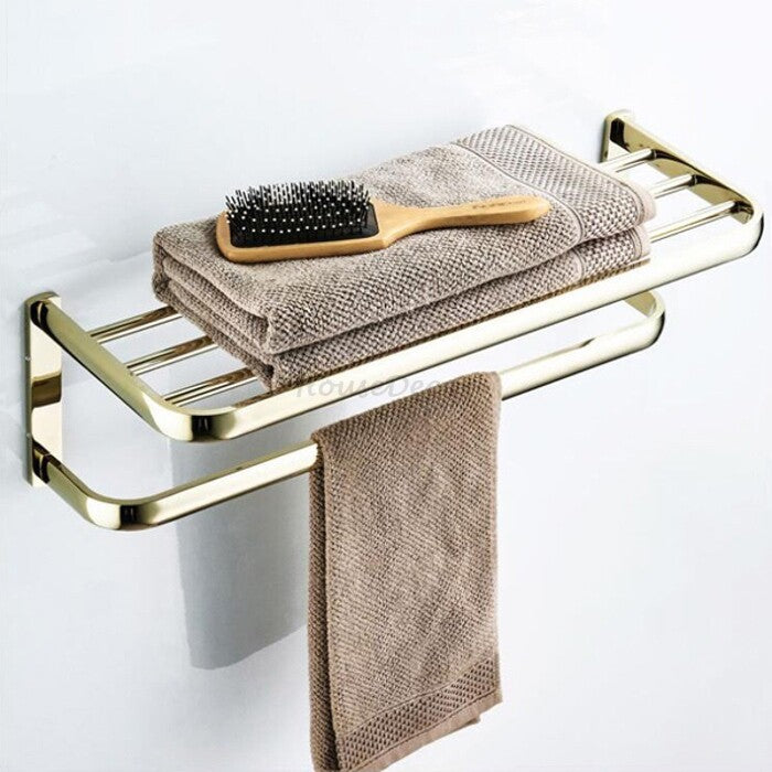 Gold towel rack wall mounted design detail view