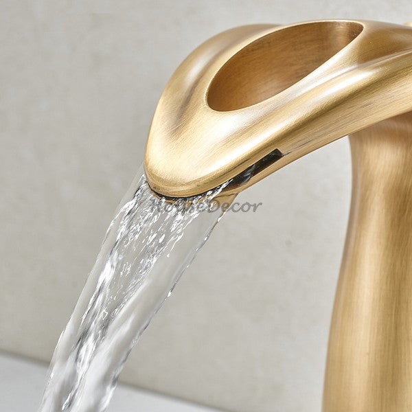 Antique Brass bath shower mixer tap waterfall spout additional view
