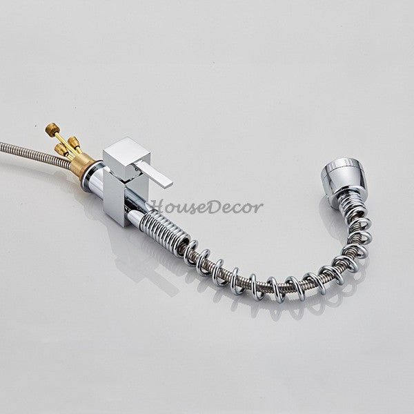 Chrome kitchen sink mixer tap pull out spray additional view