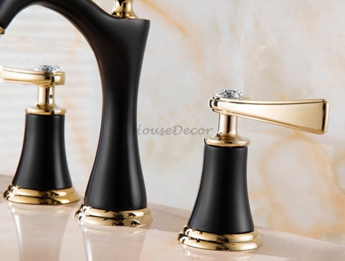 Gold bath shower mixer tap 3 hole installation additional view