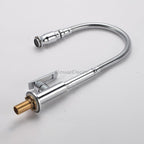 Modern kitchen sink mixer tap swivel spout detail view