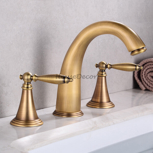 Modern bath shower mixer tap dual handle control detail view