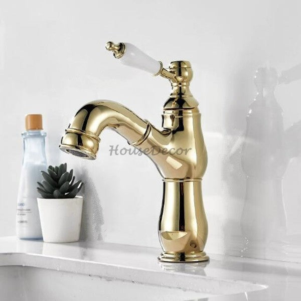 Gold Ceramic bath shower mixer tap pull out spray additional view
