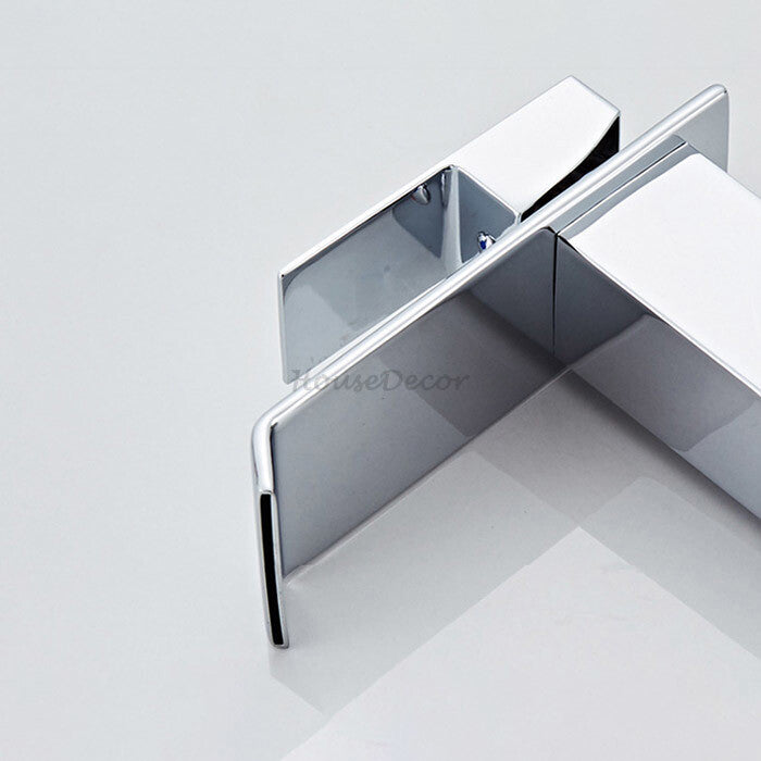 Modern bath shower mixer tap waterfall spout detail view