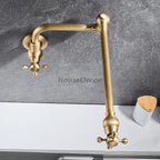 Antique Brass kitchen sink mixer tap folding spout additional view