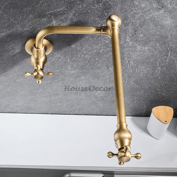 Antique Brass kitchen sink mixer tap folding spout additional view