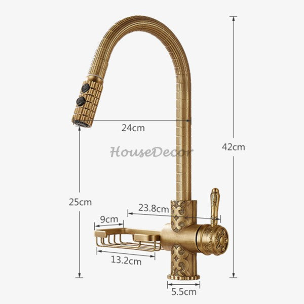 Modern Brass kitchen sink mixer tap pull out spray additional view
