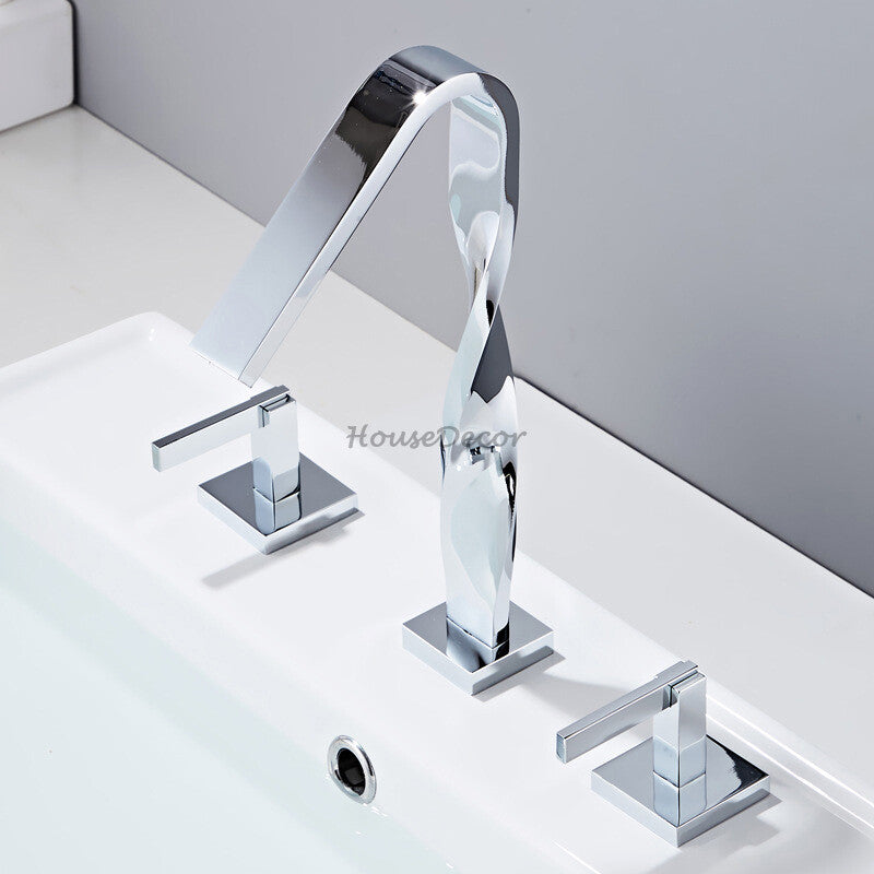 Modern Brass bath shower mixer tap dual handle control additional view