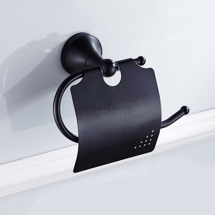 Black toilet paper holder detailed product view detail view