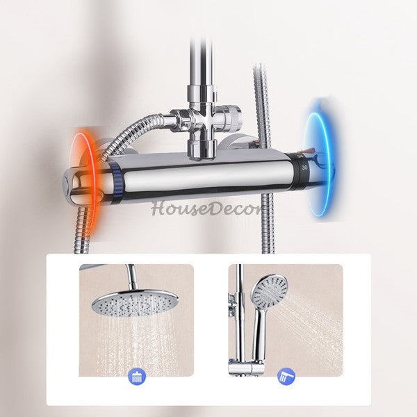 Modern shower head thermostatic control detail view