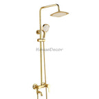 Gold Brass bath shower mixer tap wall mounted design main view