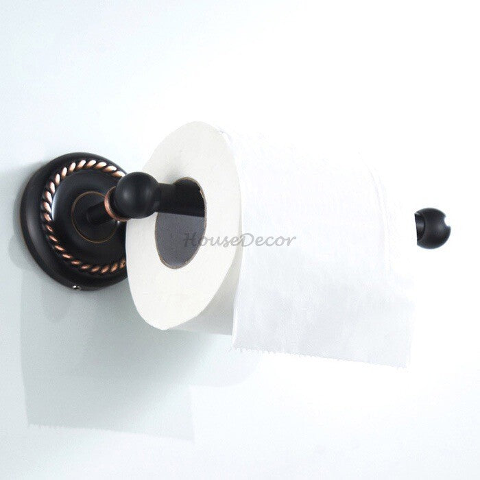 Black Brass toilet paper holder wall mounted design detail view