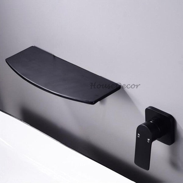 Brass bath shower mixer tap waterfall spout detail view