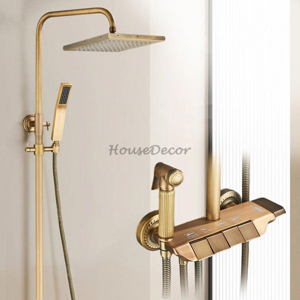 Brass shower head handheld shower set detail view