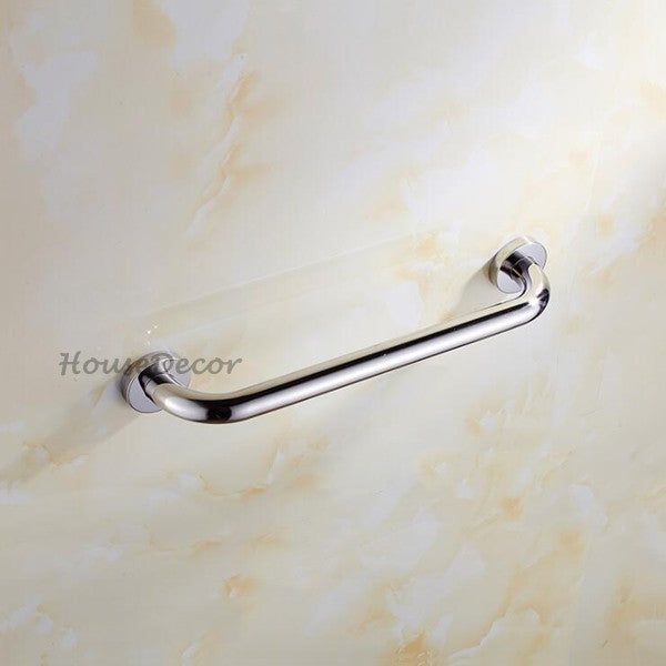 Polished Chrome bathroom grab bar safety grip detail view