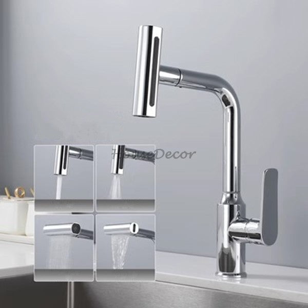 Modern kitchen sink mixer tap swivel spout detail view