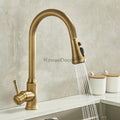 Antique Brass kitchen sink mixer tap pull out spray main view