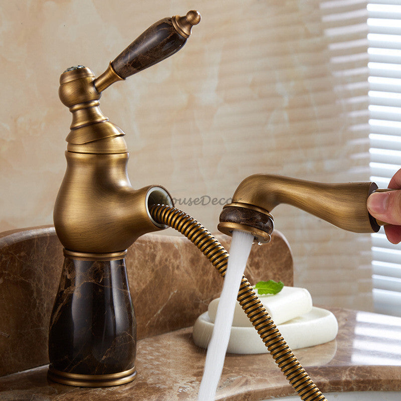 Modern bath shower mixer tap pull out spray detail view