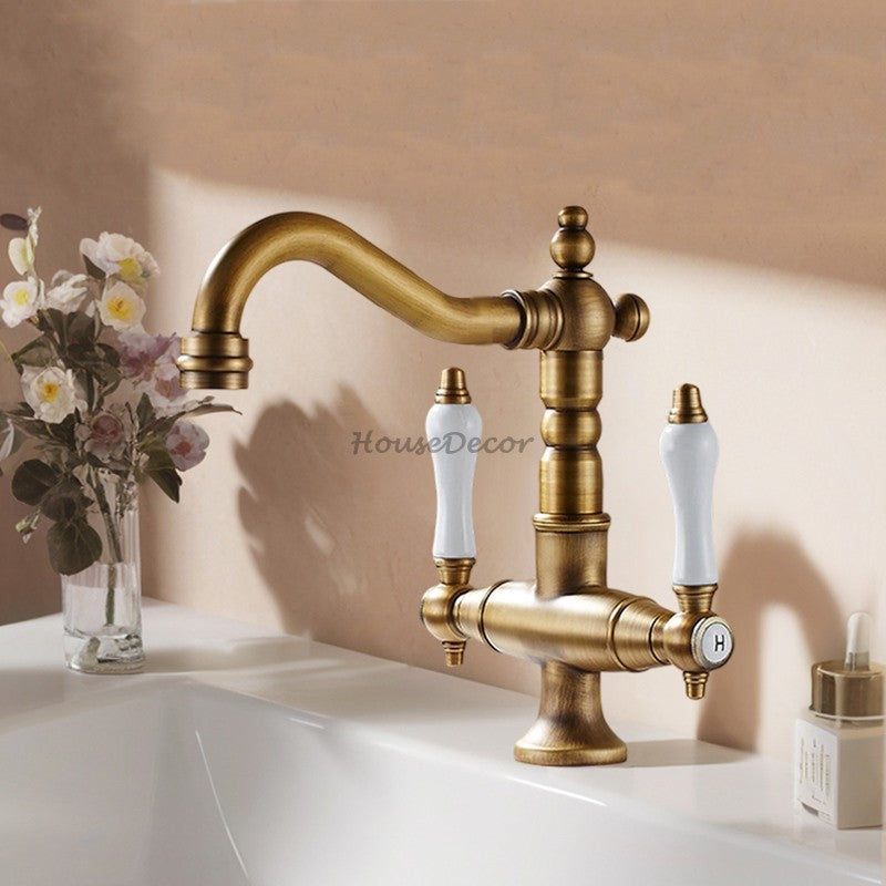 Gold bath shower mixer tap swivel spout detail view