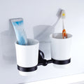 Black Ceramic toothbrush holder wall mounted design main view