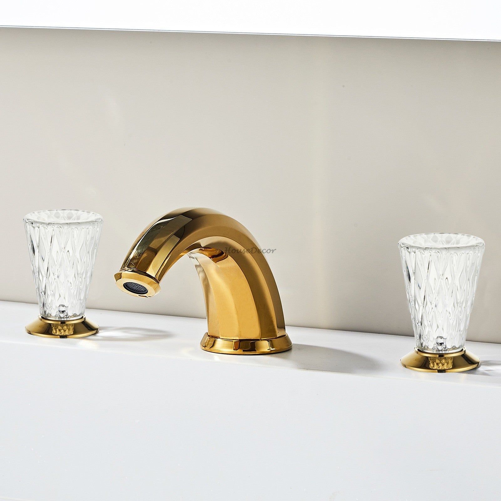 Gold bath shower mixer tap dual handle control additional view