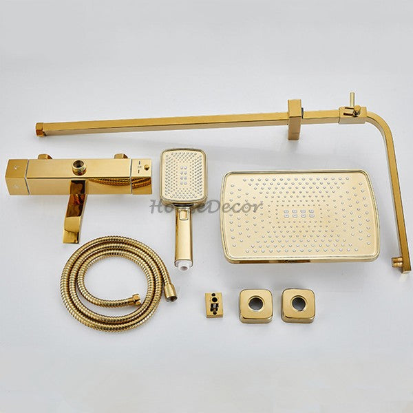 Gold bath shower mixer tap thermostatic control additional view