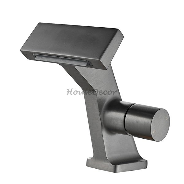 Brass bathroom basin mixer tap waterfall spout additional view