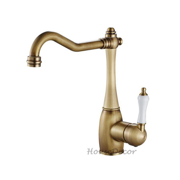 Antique Brass kitchen sink mixer tap swivel spout main view