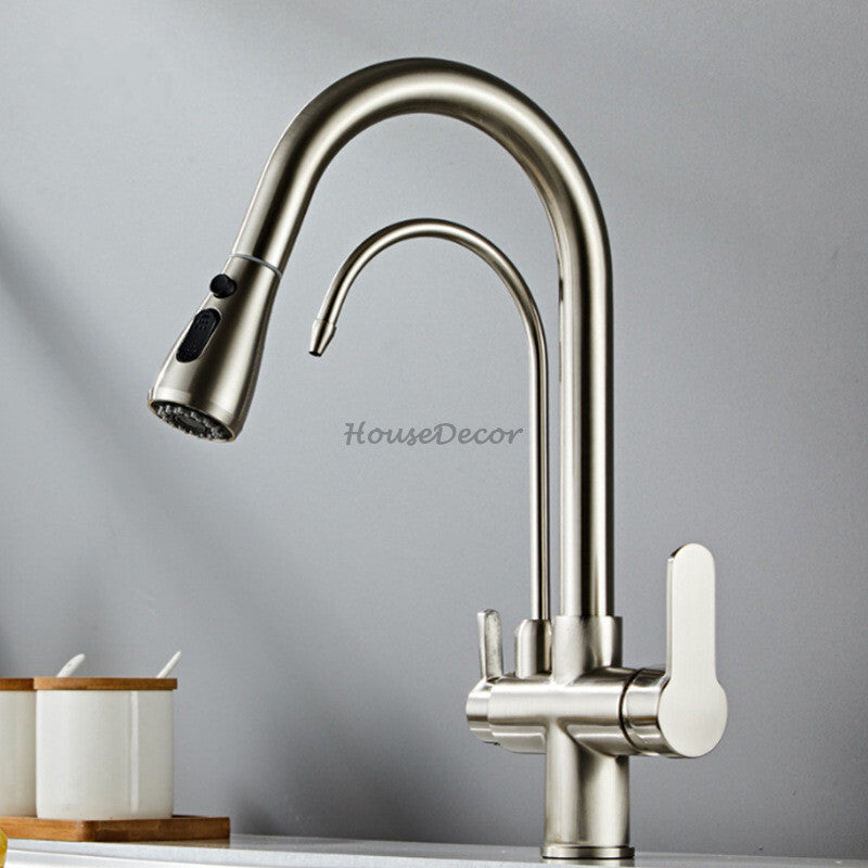 Modern kitchen sink mixer tap pull out spray additional view