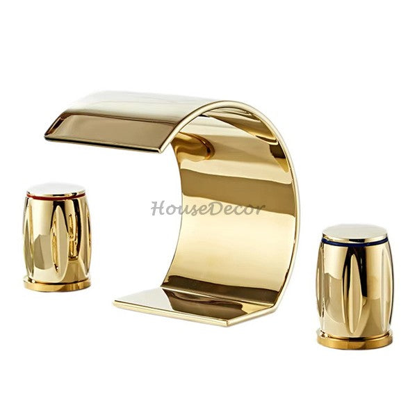 Gold bath shower mixer tap waterfall spout main view