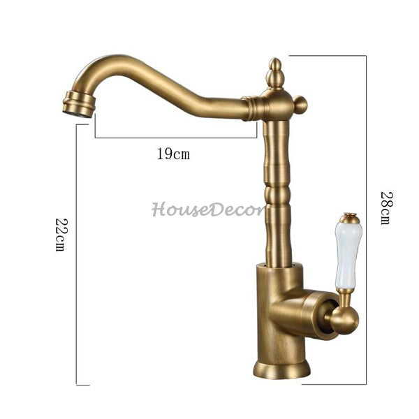 Antique Brass kitchen sink mixer tap swivel spout additional view